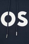 Бавовняна кофта BOSS чоловіча колір синій з капюшоном з принтом