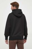 Бавовняна кофта BOSS чоловіча колір чорний з капюшоном з принтом (3353957)