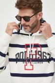 Кофта Polo Ralph Lauren чоловіча колір білий з капюшоном візерунок