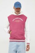 Бавовняна кофта Pepe Jeans Medley чоловіча колір рожевий з капюшоном з принтом