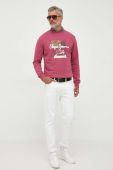 Бавовняна кофта Pepe Jeans Melbourne чоловіча колір рожевий з принтом