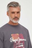 Бавовняна кофта Pepe Jeans Melbourne чоловіча колір сірий з принтом