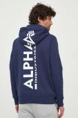 Кофта Alpha Industries чоловіча колір синій з капюшоном з аплікацією