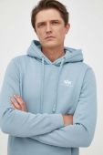 Кофта Alpha Industries чоловіча з капюшоном однотонна колір блакитний