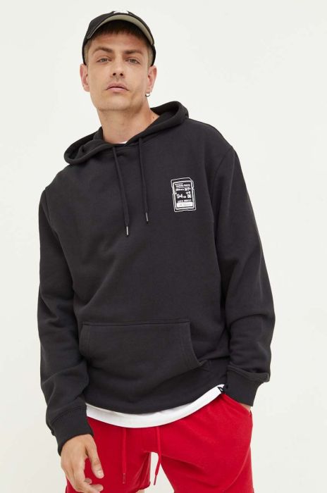Кофта DC чоловіча колір чорний з капюшоном візерунок