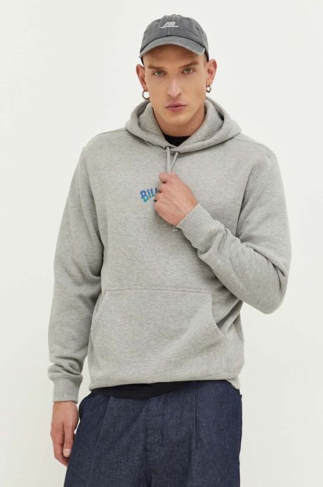 Кофта Billabong чоловіча колір сірий з капюшоном з принтом