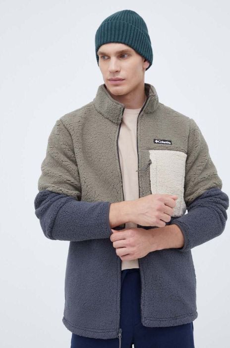 Кофта Columbia чоловіча колір зелений однотонна