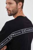 Бавовняна кофта EA7 Emporio Armani чоловіча колір чорний з аплікацією (3332699)