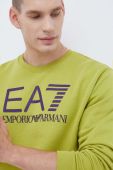 Бавовняна кофта EA7 Emporio Armani чоловіча колір зелений з аплікацією (3510070)