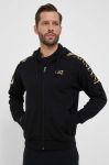 Кофта EA7 Emporio Armani чоловіча колір чорний з капюшоном з принтом (3332706)