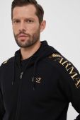 Кофта EA7 Emporio Armani чоловіча колір чорний з капюшоном з принтом (3332706)