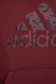 Кофта adidas чоловіча колір бордовий з капюшоном з принтом (3337913)