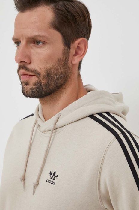Кофта adidas Originals чоловіча колір бежевий з капюшоном з аплікацією (3335051)