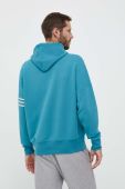 Кофта adidas Originals чоловіча колір бірюзовий з капюшоном однотонна