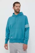 Кофта adidas Originals чоловіча колір бірюзовий з капюшоном однотонна