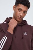 Кофта adidas Originals чоловіча колір коричневий з капюшоном з аплікацією