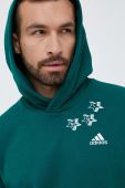 Кофта adidas чоловіча колір зелений з капюшоном з аплікацією (3335070)
