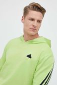 Кофта adidas чоловіча колір зелений з капюшоном з принтом (3309842)