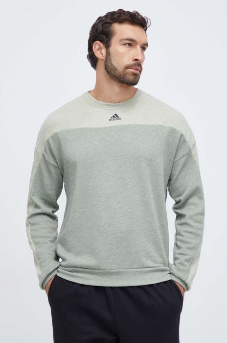 Кофта adidas чоловіча колір зелений однотонна (3617307)