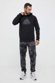 Кофта adidas чоловіча колір чорний з капюшоном з принтом (3335084)