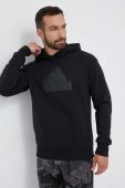 Кофта adidas чоловіча колір чорний з капюшоном з принтом (3335084)