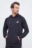 Тренувальна кофта adidas Performance колір чорний з капюшоном однотонна (3647826)