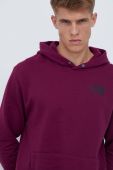 Бавовняна кофта The North Face чоловіча колір бордовий з капюшоном однотонна