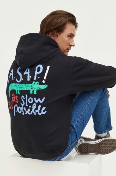 Кофта On Vacation чоловіча колір чорний з капюшоном візерунок