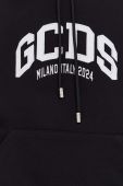 Бавовняна кофта GCDS чоловіча колір чорний з капюшоном з аплікацією (3511344)