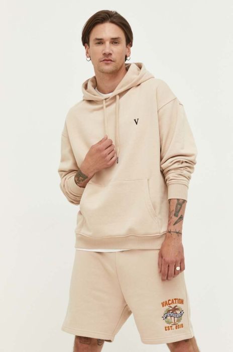 Кофта Vertere Berlin чоловіча колір бежевий з капюшоном з принтом (3321890)