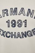 Бавовняна кофта Armani Exchange чоловіча колір бежевий з аплікацією