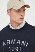 Бавовняна кофта Armani Exchange чоловіча колір синій з аплікацією (3351317)