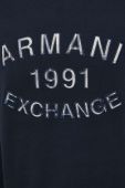 Бавовняна кофта Armani Exchange чоловіча колір синій з аплікацією (3351317)