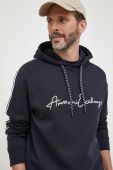 Кофта Armani Exchange чоловіча колір синій з капюшоном з принтом