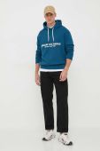 Бавовняна кофта Armani Exchange чоловіча з капюшоном з принтом колір блакитний