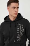 Кофта Guess чоловіча колір чорний з капюшоном з аплікацією (3597440)