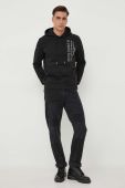 Кофта Guess чоловіча колір чорний з капюшоном з аплікацією (3597440)