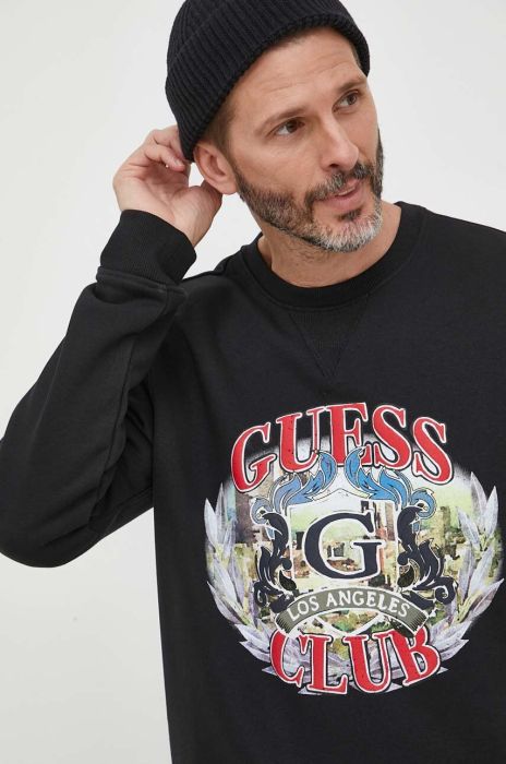 Кофта Guess чоловіча колір чорний з принтом (3597392)