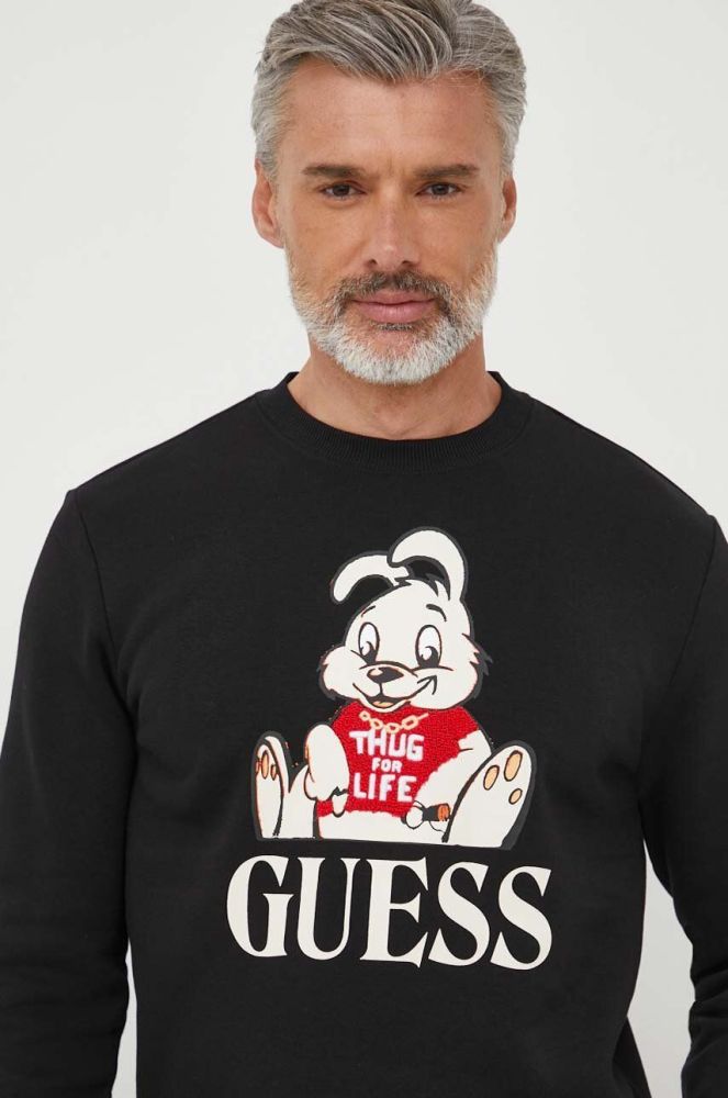 Кофта Guess Guess x Banksy чоловіча колір чорний меланж