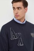 Кофта Armani Exchange чоловіча колір синій з аплікацією