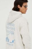 Бавовняна кофта Les Deux чоловіча колір сірий з капюшоном з принтом