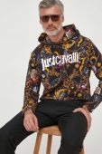 Бавовняна кофта Just Cavalli чоловіча з капюшоном візерунок колір барвистий