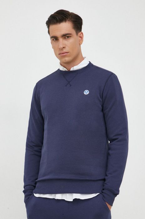 Бавовняна кофта North Sails чоловіча колір синій однотонна