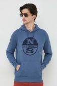 Бавовняна кофта North Sails чоловіча з капюшоном з принтом колір блакитний (3532882)