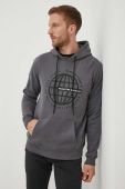Бавовняна кофта North Sails чоловіча колір сірий з капюшоном з принтом