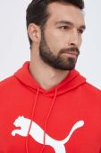 Бавовняна кофта Puma чоловіча колір червоний з капюшоном з принтом