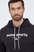 Бавовняна кофта Puma чоловіча колір чорний з капюшоном з аплікацією (3465973)
