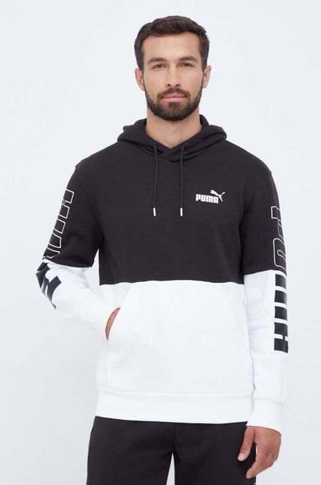 Кофта Puma чоловіча колір чорний з капюшоном візерунок (3453828)