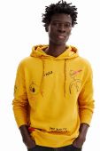 Бавовняна кофта Desigual чоловіча колір жовтий з капюшоном візерунок