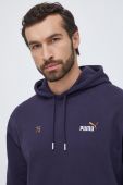 Бавовняна кофта Puma чоловіча колір синій з капюшоном з принтом